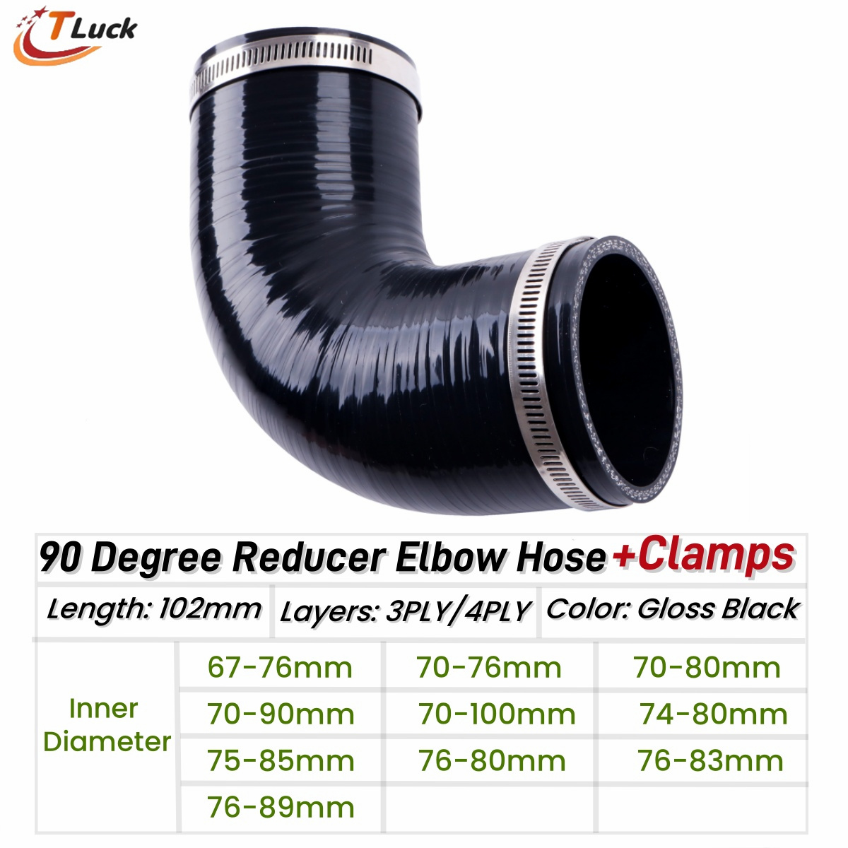 Pipe Clamp Bar - 1 stuk 90 graden elleboog siliconen
