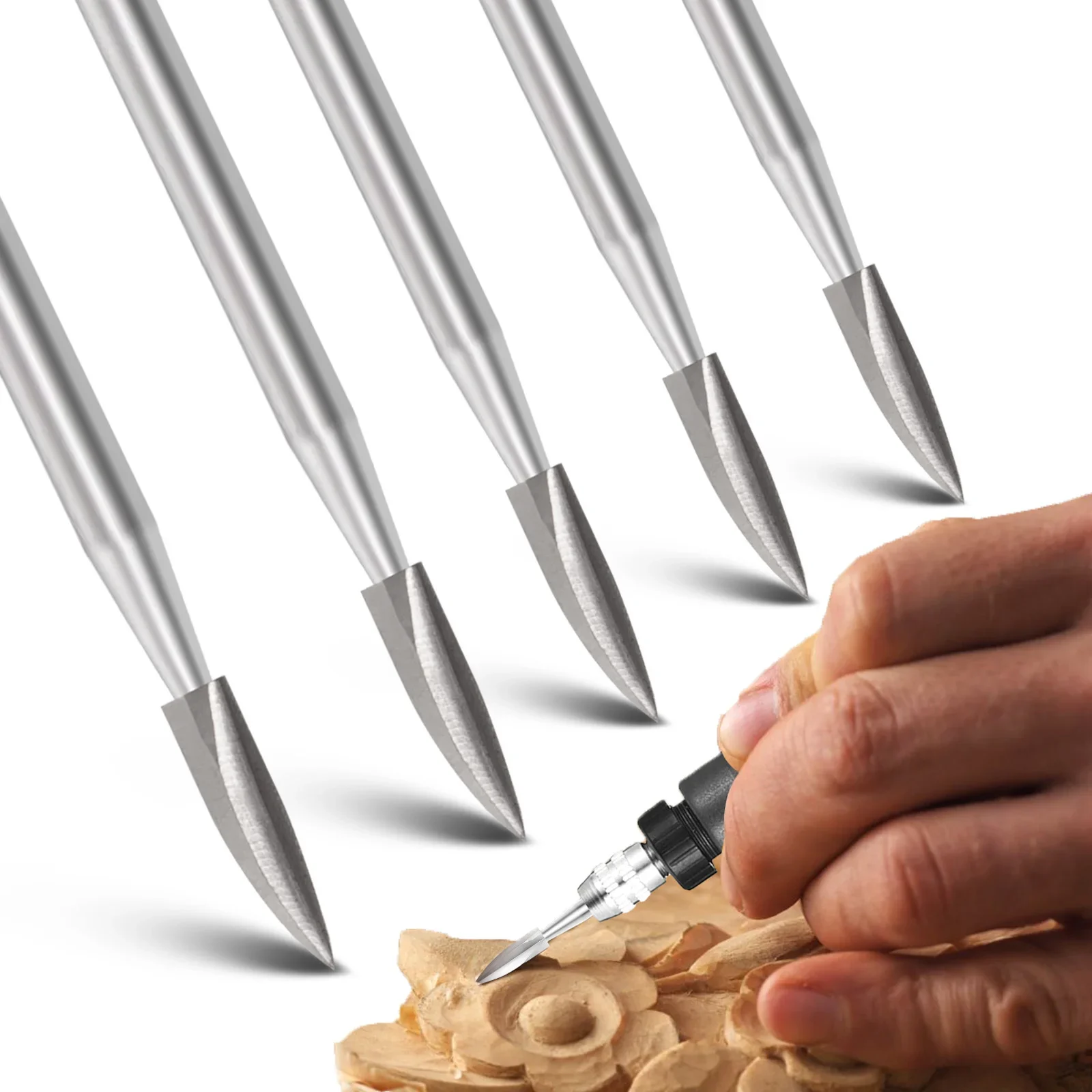 Chisel Set Wood - 5-delige roterende gereedschapsset voor houtsnijwerk -