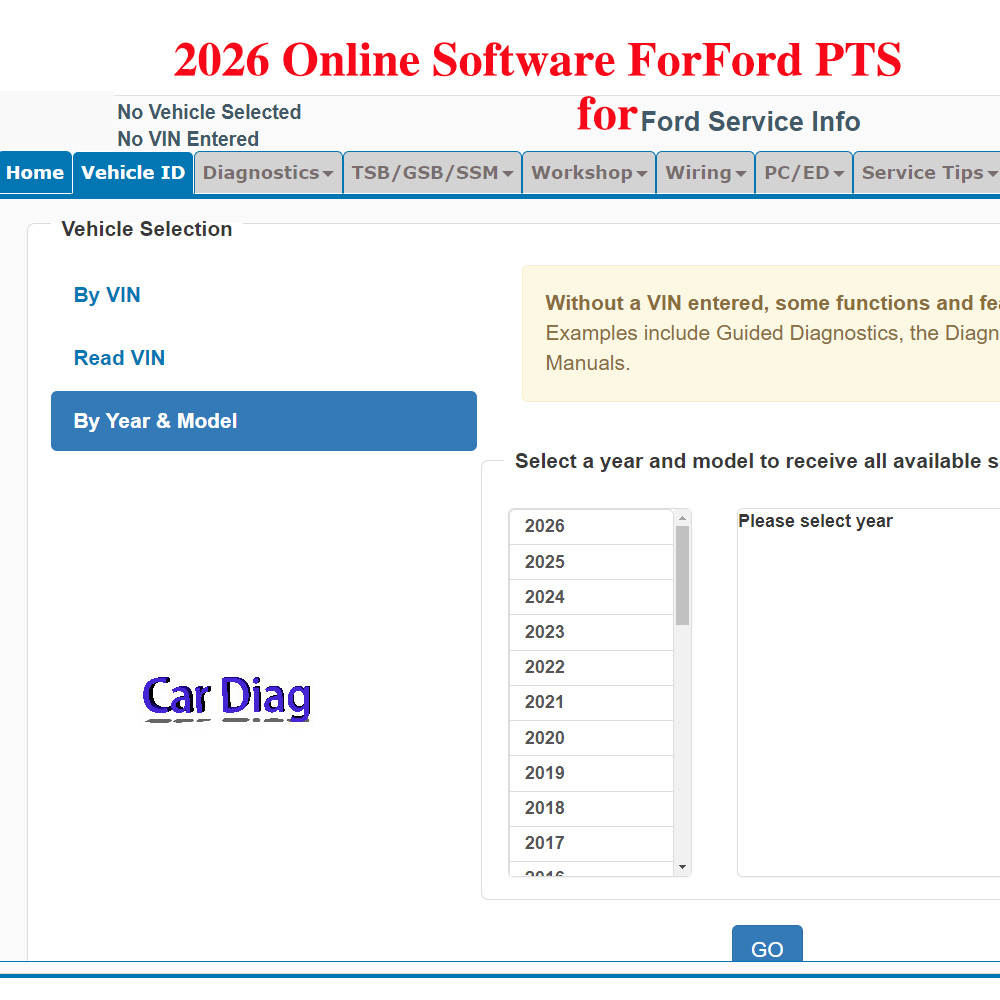 Workshop Tools Online - 2026 Online software voor Ford PTS