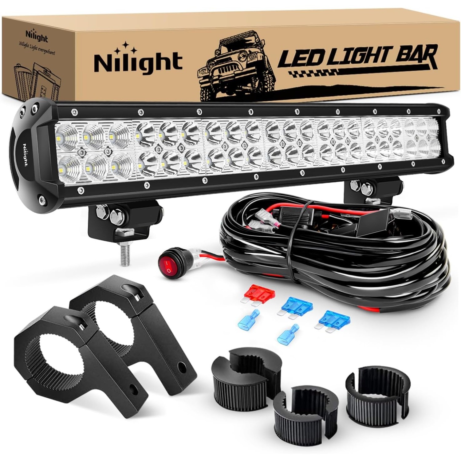 Nilight 20 Inch 126W Spot Floo - Pipe Clamp Bar recensie en prijs